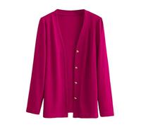 Ewleguzka Cardigan pour femme en maille à manches longues ouvert sur le devant en dentelle - Tunique ample élégante pour robe de mariée, X28 Rose vif, XXL