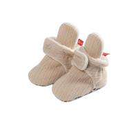 Ewleguzka Chaussures de marche pour nouveau-né - Bottines d'hiver chaudes avec semelle souple pour bébé garçon fille 0-18 mois, chaussure de berceau à la cheville, beige, 20 EU