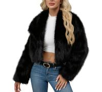 Ewleguzka Manteau en fausse fourrure blanche pour femmes hiver chaud veste courte solide décontracté manteau grande taille cardigan extérieur épais shaggy parka vêtements d'extérieur moelleux