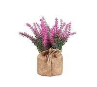 Ewleguzka Mini lavande artificielle dans un pot en tissu, petites fleurs en pot pour décoration de maison et de table | Mariage, bureau, jardin, décoration de fête de terrasse, fausse verdure