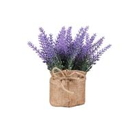 Ewleguzka Mini lavande artificielle dans un pot en tissu, petites fleurs en pot pour décoration de maison et de table | Mariage, bureau, jardin, décoration de fête de terrasse, fausse verdure