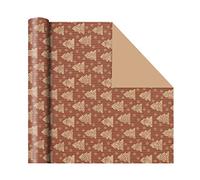 Ewleguzka Papier cadeau de Noël - Mini rouleau - Motif aquarelle d'animaux et paysage de forêt d'hiver pour Noël, vacances, fête