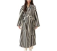 Ewleguzka Peignoir kimono long en tricot léger pour femme, vêtement de nuit doux pour femme, kimono de matin, robe de mariée, vêtements de nuit doux pour fête de mariage, Noir , XL