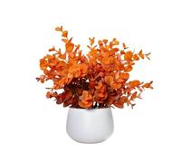 Ewleguzka Petite plante d'eucalyptus artificielle dans un pot blanc, fausses plantes pour décoration d'intérieur | bureau, chambre, bureau, décoration de table de salon, simulation de verdure en pot