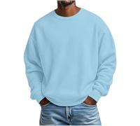 Ewleguzka Pull à col rond pour homme, chandail en tricot texturé gaufré, coupe ample et décontractée, bleu clair, L