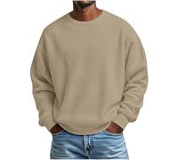 Ewleguzka Pull à col rond pour homme, chandail en tricot texturé gaufré, coupe ample et décontractée, kaki, M