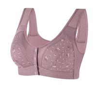 Ewleguzka Soutien-gorge sans armatures en coton doux avec fermeture avant pour femmes âgées - Grande taille - Confortable - Fermeture facile - Sans armature - Pour tous les jours après une chirurgie