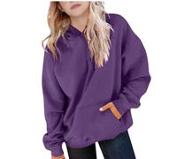 Ewleguzka Sweat à capuche à manches raglan pour enfants, pull à manches longues de couleur unie avec poches, sweat-shirt de sport décontracté pour garçons et filles de 5 à 15 ans, T09 Violet, 5 ans