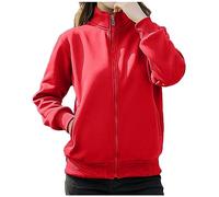 Ewleguzka Sweat à capuche zippé pour femme - Style rétro - Oversize - Pour adolescente - Style Y2K - Veste universitaire - Fermeture éclair intégrale - Décontracté - Sans capuche, rouge 1, XL