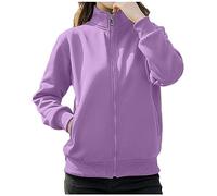 Ewleguzka Sweat à capuche zippé pour femme - Style rétro - Oversize - Pour adolescente - Style Y2K - Veste universitaire - Fermeture éclair intégrale - Décontracté - Sans capuche, violet 1, L