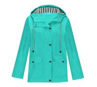 Ewleguzka Veste de pluie imperméable légère et coupe-vent à capuche avec poches pour femme, Rain01 Bleu marine, 4XL