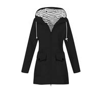 Ewleguzka Veste de pluie légère et imperméable pour femme - Grande taille - Coupe-vent à capuche - Avec cordon de serrage, Rain01 Noir, XL