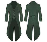 Ewleguzka Veste de style Steampunk victorien pour homme avec queue-de-morue - Smoking vintage - Smoking - Costume de pirate, de la Renaissance et d'Halloween, 00 et vert, XL