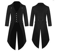Ewleguzka Veste de style Steampunk victorien pour homme avec queue-de-morue - Smoking vintage - Smoking - Costume de pirate, de la Renaissance et d'Halloween, 00 et noir, XL