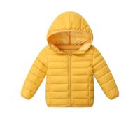 Ewleguzka Veste d'hiver pour garçon avec capuche, doublure en polaire chaude rembourrée avec poches, fermeture éclair intégrale, manteau de couleur unie pour enfants (4 à 13 ans), B03 Jaune, 6 ans