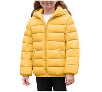 Ewleguzka Veste d'hiver pour garçon avec capuche, doublure en polaire chaude rembourrée avec poches, fermeture éclair intégrale, manteau de couleur unie pour enfants (4 à 13 ans), B01 Jaune, 4 ans