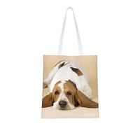 EWMAR Le sac de courses portable en toile imprimée Basset Hound est adapté pour le shopping, le travail, l'école et les voyages quotidiens, Basset Hound, Taille unique