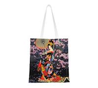 EWMAR Le sac de courses portable en toile imprimée I Love Alpacas est adapté pour le shopping, le travail, l'école et les voyages quotidiens, Geisha japonais 2, Taille unique