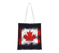 EWMAR Sac à provisions portable en toile imprimée de motifs de pavots, idéal pour le shopping, le travail, l'école et les voyages quotidiens, Drapeau du Canada., Taille unique