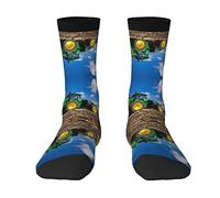 EWMAR Tracteur Ferme Chaussettes de longueur moyenne Loisirs Sport Imprimées Polyester pour Hommes et Femmes, 3 x noir, taille unique