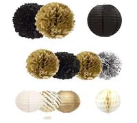 EWMKEODCA Lot de 11 lanternes rondes en forme de boule en nid d'abeille, couleur or rose, décoration de fête