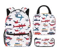 ewndhtse Ensemble sac à dos d'école avec sac à déjeuner et trousse à crayons, 3 pièces - Sac à dos de voyage décontracté pour adolescents, filles, garçons, primaire junior, moyen, bus, voiture, avion
