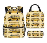 ewndhtse Ensemble sac à dos d'école avec sac à déjeuner et trousse à crayons, 3 pièces - Sac à dos de voyage décontracté pour adolescents, filles, garçons, primaire junior, moyen - Bus scolaire
