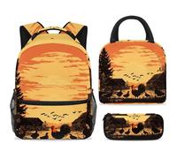 ewndhtse Ensemble sac à dos d'école avec sac à déjeuner et trousse à crayons, sac à dos d'école, sac à dos de voyage décontracté pour adolescents, filles, garçons, primaire, junior, milieu et campagne