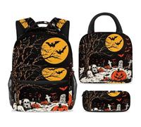 ewndhtse Ensemble sac à dos d'école avec sac à déjeuner, trousse à crayons, sac à dos d'école, sac à dos de voyage décontracté pour adolescents, filles, garçons, primaire, junior moyen, pleine lune