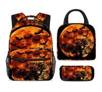 ewndhtse Ensemble sac à dos d'école avec sac à déjeuner, trousse à crayons, sac à dos d'école, sac à dos de voyage décontracté pour adolescents, filles, garçons, primaire junior, moyenne - pleine lune