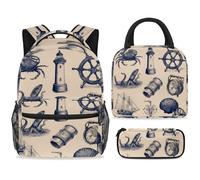 ewndhtse Ensemble sac à dos d'école avec sac à déjeuner, trousse à crayons, sac à dos d'école, sac à dos de voyage décontracté pour adolescents, filles, garçons, primaire, junior moyen, pieuvre
