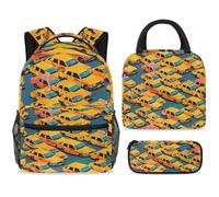 ewndhtse Ensemble sac à dos d'école avec sac à déjeuner, trousse à crayons, sac à dos d'école, sac à dos de voyage décontracté pour adolescents, filles, garçons, primaire, junior, moyen - taxi bondé