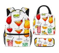 ewndhtse Ensemble sac à dos d'école, sac à déjeuner et trousse à crayons, 3 pièces, sac à dos d'école, sac à dos de voyage décontracté pour adolescents, filles, garçons, primaire, junior, milieu - jus