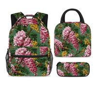ewndhtse Ensemble sac à dos d'école, sac à déjeuner et trousse à crayons, sac à dos d'école, sac à dos de voyage décontracté pour adolescents, filles, garçons, primaire junior, milieu - Blossom Acacia