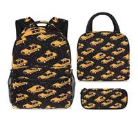 ewndhtse Ensemble sac à dos d'école, sac à déjeuner et trousse à crayons, sac à dos d'école, sac à dos de voyage décontracté pour adolescents, filles, garçons, primaire, junior, moyen, voiture taxi