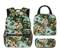 ewndhtse Ensemble sac à dos d'école, sac à déjeuner et trousse à crayons, sac à dos d'école, sac à dos de voyage décontracté pour adolescents, filles, garçons, primaire junior, milieu - Blossom Acacia