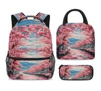 ewndhtse Ensemble sac à dos d'école, sac à déjeuner, trousse à crayons, sac à dos d'école, sac à dos de voyage décontracté pour adolescents, filles, garçons, primaire, junior, milieu - campagne avec