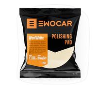 Ewocar WoolWhite Tampon de polissage 130 mm - Tampon en laine agressif pour polisseuse DA & Rotary - Idéal pour les pâtes abrasives Heavy Cut - Haute performance d'enlèvement et bonne finition