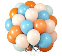 EWODEIEW 60 Ballons Orange et Bleus, 30 cm, gonflés à l'hélium, pour Anniversaires de Filles, Orange Hermès, Blanc Sable, Couleur Chair, Bleu océan, Bleu Brume glacé