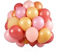 EWODEIEW 60 Ballons Orange et Roses, 30 cm, gonflés à l'hélium, pour Anniversaires de Filles, Jaune Moutarde, Rouge Rose Vintage, Orange maca, Rouge Rose Clair