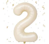 EWODEIEW Ballons chiffres 2 Beige, Ballon chiffres 2 40 pouces en aluminium, Ballon chiffre 2. Décoration d'anniversaire pour fille Ballon géant en aluminium 2 pour fille garçon Décor de fête