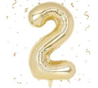 EWODEIEW Ballons chiffres 2 Or clair, Ballon chiffres 2 de 40 pouces en aluminium, Ballon chiffres 2 décoration d'anniversaire fille ballon géant en aluminium 2. pour fille garçon anniversaire fête