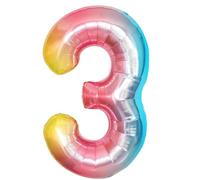 EWODEIEW Ballons chiffres 3 arc-en-ciel, ballon chiffre 3 de 40 pouces en aluminium, ballon de décoration pour le 3e anniversaire de fille avec grand ballon en aluminium arc-en-ciel pour fille et