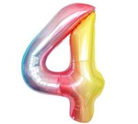 EWODEIEW Ballons chiffres 4 arc-en-ciel, ballon chiffre 4 40 pouces en aluminium, ballon chiffre 4 décoration d'anniversaire fille ballon géant en aluminium 4 pour fille garçon anniversaire fête