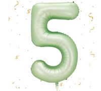 EWODEIEW Ballons chiffres 5 en vert sauge, ballon 40 pouces chiffres 5 ballon en aluminium, ballon 5 pour décoration d'anniversaire fille ballon géant en aluminium 5 pour fille garçon anniversaire