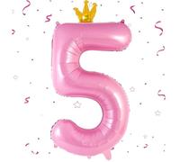 EWODEIEW Ballons chiffres 5 roses, ballon 40 pouces chiffres 5 ballon en aluminium, ballon 5. décoration d'anniversaire pour filles géant ballon en aluminium 5. pour fille garçon anniversaire fête