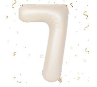 EWODEIEW Ballons chiffres 7 Beige, Ballon chiffres 7 40 pouces en aluminium, Ballon 7. Décoration d'anniversaire pour fille Ballon géant en aluminium 7 pour fille garçon Fête d'anniversaire Décoration
