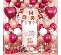 EWODEIEW Ballons d'anniversaire, décoration maca pour anniversaire, bleu, violet, vert, jaune et rose, ballons en latex à paillettes multicolores pour fête prénatale, bannières, étoiles et cœurs en