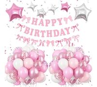 EWODEIEW Ballons d'anniversaire, décoration maca pour anniversaire, bleu, violet, vert, jaune et rose, ballons en latex à paillettes multicolores pour fête prénatale, bannières, étoiles et cœurs en