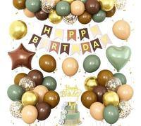 EWODEIEW Ballons d'anniversaire, décoration maca pour anniversaire, bleu, violet, vert, jaune et rose, ballons en latex à paillettes multicolores pour fête prénatale, bannières, étoiles et cœurs en
